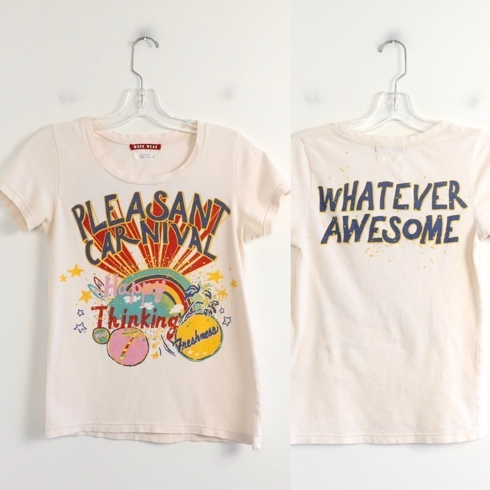 Cube Sugar Work Wear Japanese Brand fun art print t-shirt fitted style cotton M